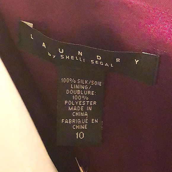 LAUNDRY SHELLI SEGAL Purple Silk Dress With Gentle Darting & Layers Sz 10 NWT - Picture 6 of 13